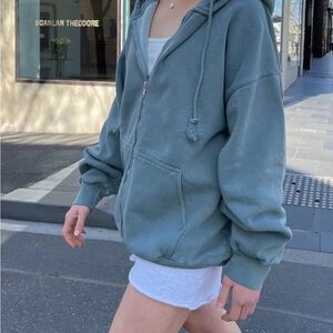 Brandy Melville Green Oversized Long Sleeve Hoodie